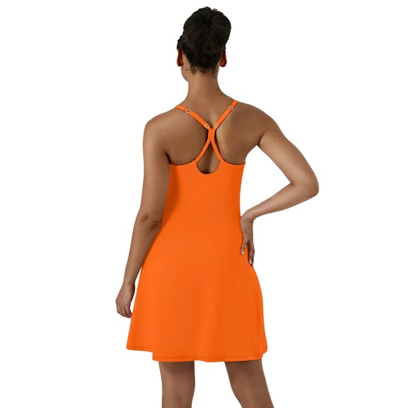 Halara SoftlyZero Cut Out 2-in-1 Longer Active Dress XL NWT Orange - Picture 2 of 10